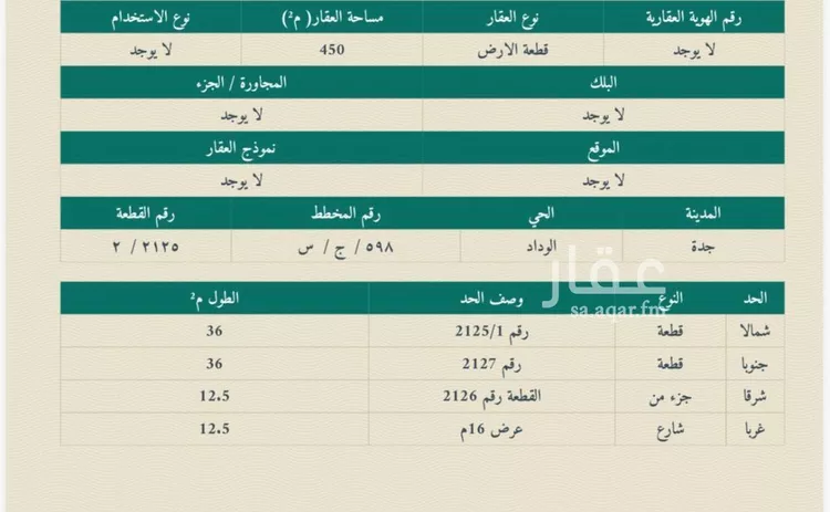 Land for Sale in Jeddah Al Riyadh