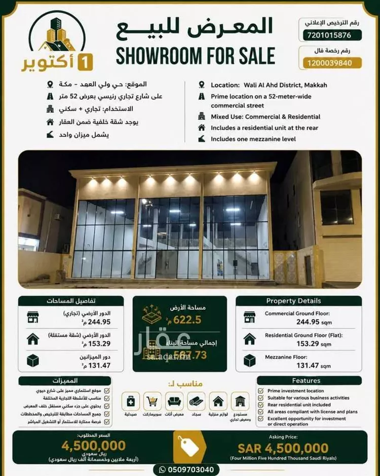 محل للبيع في شارع يزيد بن الاسود رضي الله عنة, حي الشامية الجديد, مدينة مكة المكرمة, منطقة مكة المكرمة
