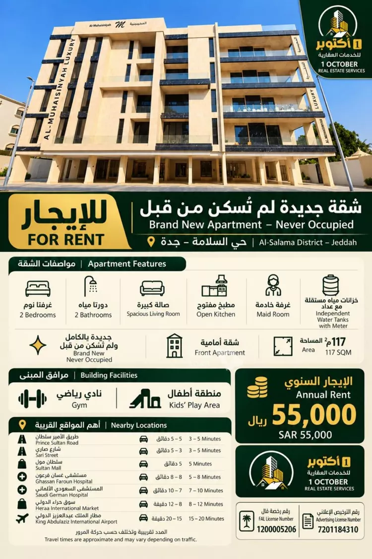 شقة للإيجار في شارع عصمت ابن مالك, حي السلامة, مدينة جدة, منطقة مكة المكرمة 16