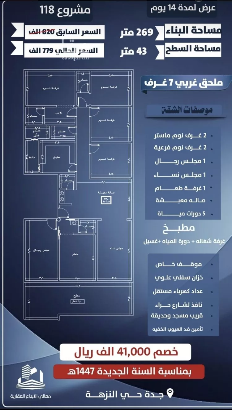 شقة للبيع في شارع محمد بن اسعد العظم, حي النزهة, مدينة جدة, منطقة مكة المكرمة