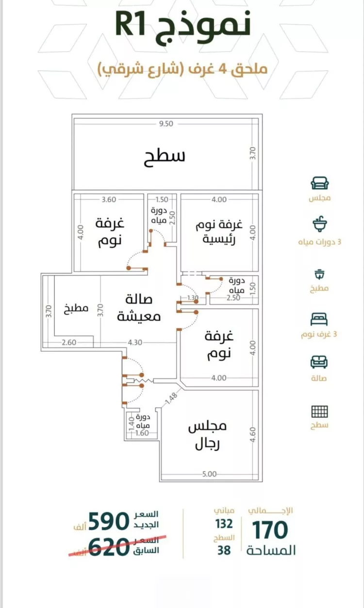 شقة للبيع في شارع الخليفة المأمون, حي الربوة, مدينة جدة, منطقة مكة المكرمة صورة 2