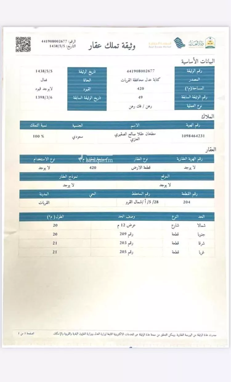 أرض للبيع في شارع الحصري القيرواني ، حي الفيصلية ، القريات ، القريات