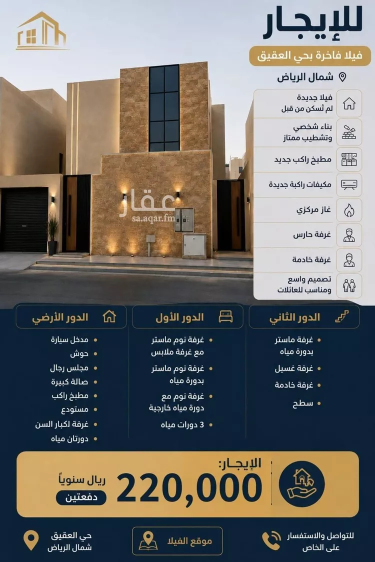 Villa for Rent in Riyadh Al Aqiq
