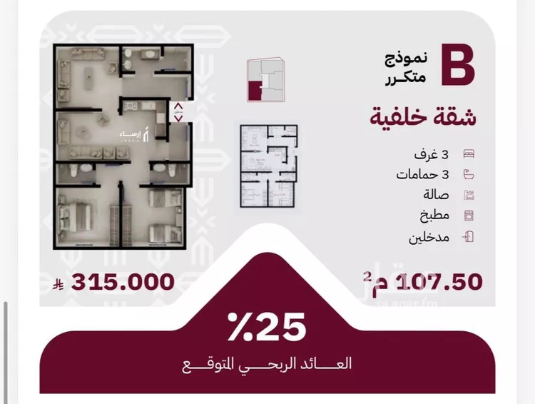 شقة للبيع في شارع عثمان ابن عوف, حي الريان, مدينة جدة, منطقة مكة المكرمة صورة 2