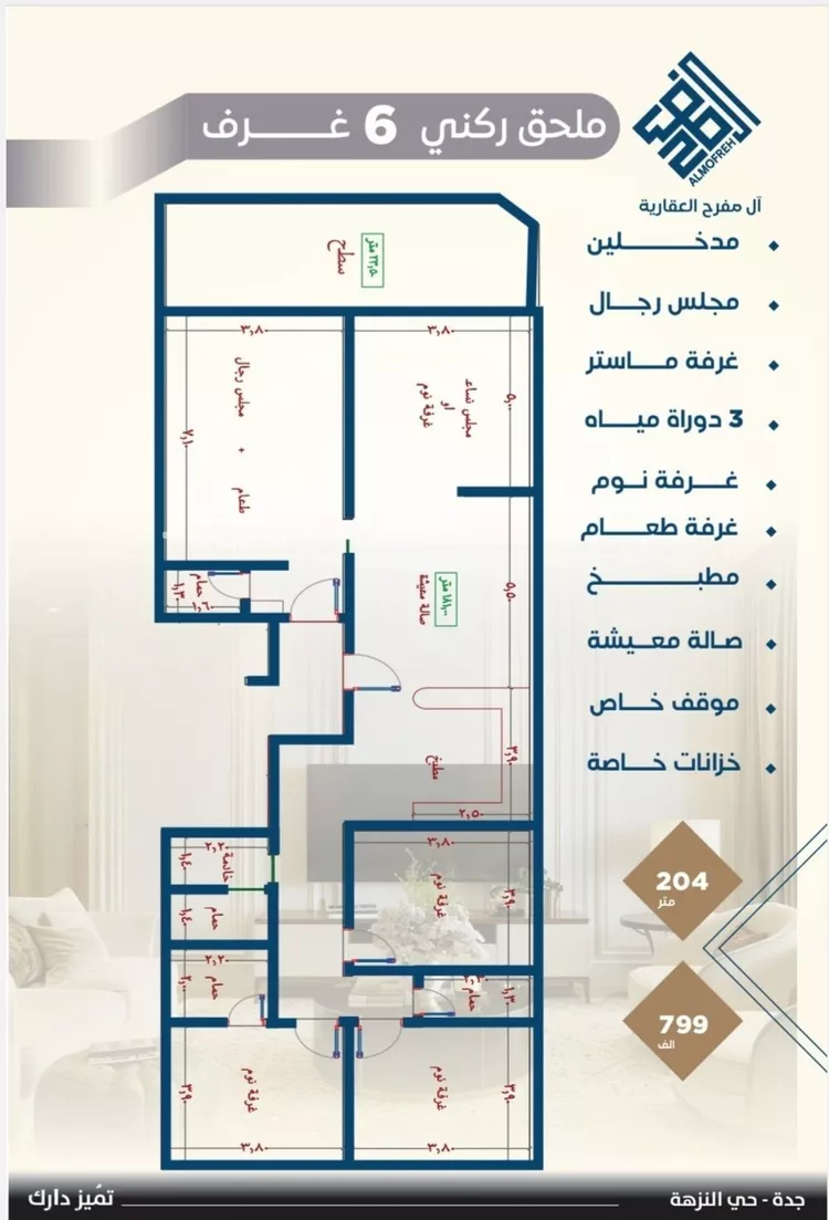 شقة للبيع في شارع يزيد الجدعاء, حي النزهة, مدينة جدة, منطقة مكة المكرمة صورة 3