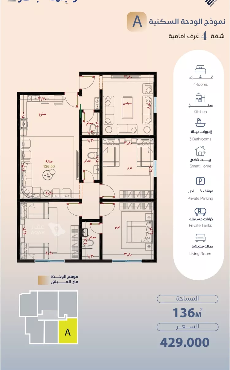 شقة للبيع في شارع ابن أبي المجد, حي الياقوت, مدينة جدة, منطقة مكة المكرمة