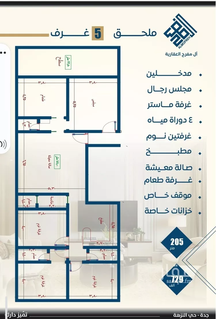 شقة للبيع في شارع طريق المدينة المنورة فرعي, حي النزهة, مدينة جدة, منطقة مكة المكرمة صورة 3