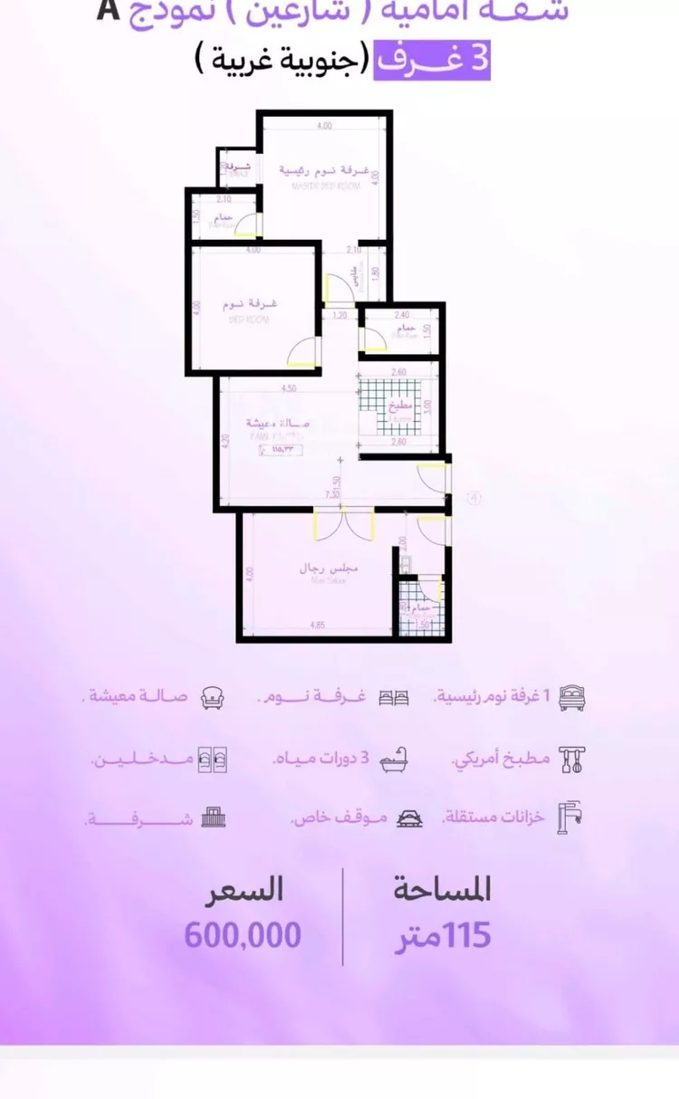 شقة للبيع في شارع الاسد, حي أبحر الجنوبية, مدينة جدة, منطقة مكة المكرمة