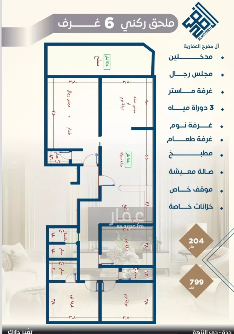 شقة للبيع في شارع عبدربه ابن حق, حي النزهة, مدينة جدة, منطقة مكة المكرمة صورة 2