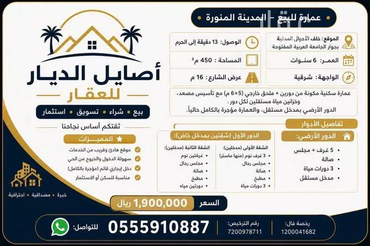 عمارة للبيع في شارع الحسن الوزان, حي العاقول, مدينة المدينة المنورة, منطقة المدينة المنورة