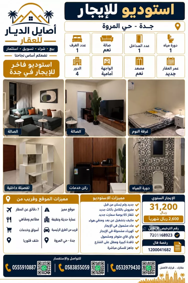 Studio for rent in Jeddah Al Marwah