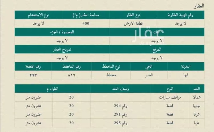 أرض للبيع في شارع فرارة النصير, حي الغدير, مدينة أبها, منطقة عسير صورة 2
