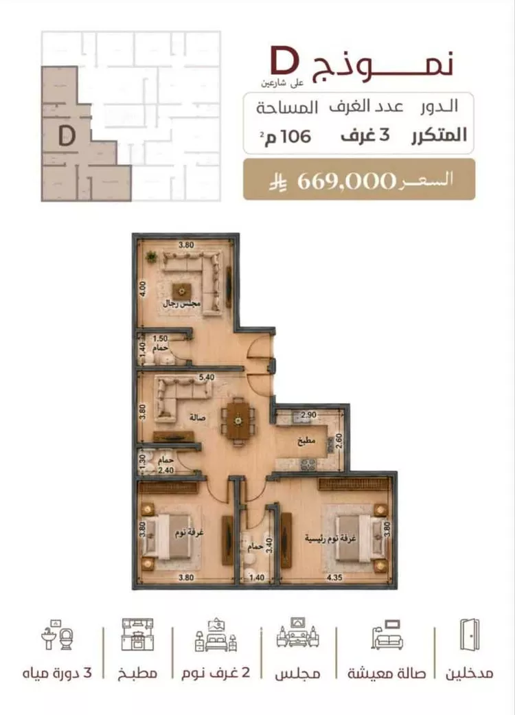شقة للبيع في شارع ابو القاسم التنوخي, حي الروضة, مدينة جدة, منطقة مكة المكرمة صورة 2