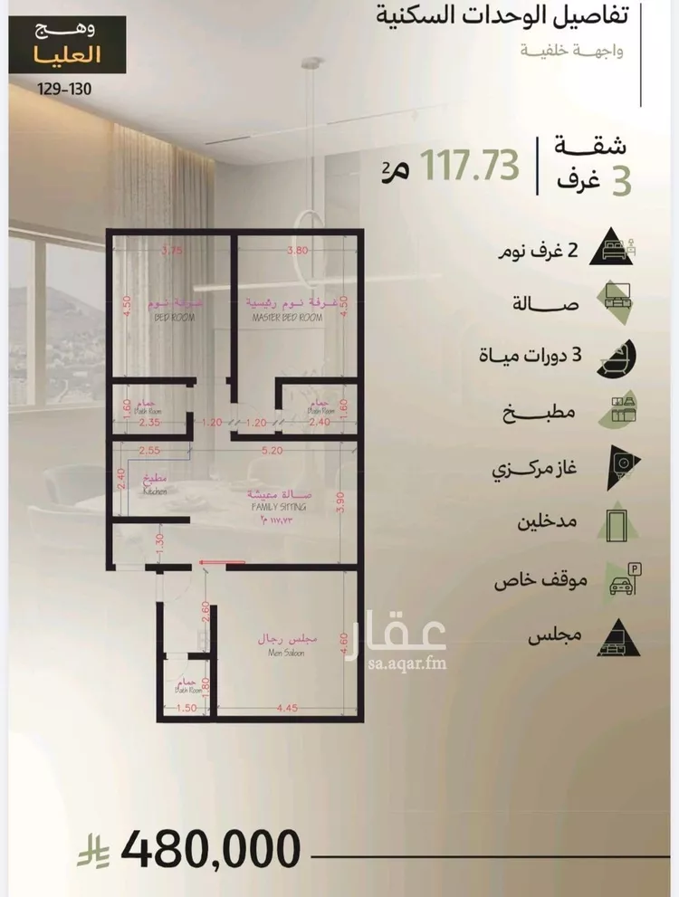 شقة للبيع في شارع عبد الملك البدني , حي أبحر الجنوبية, مدينة جدة, منطقة مكة المكرمة صورة 3