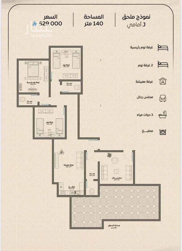 شقة للبيع في شارع عمر بن الحاجب, حي الريان, مدينة جدة, منطقة مكة المكرمة صورة 2