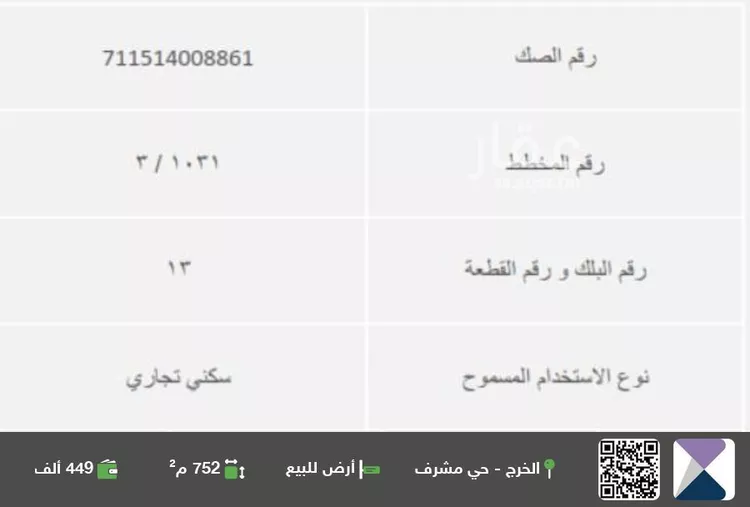 أرض للبيع في شارع احمد الهمذاني, حي مشرف, مدينة الخرج, منطقة الرياض