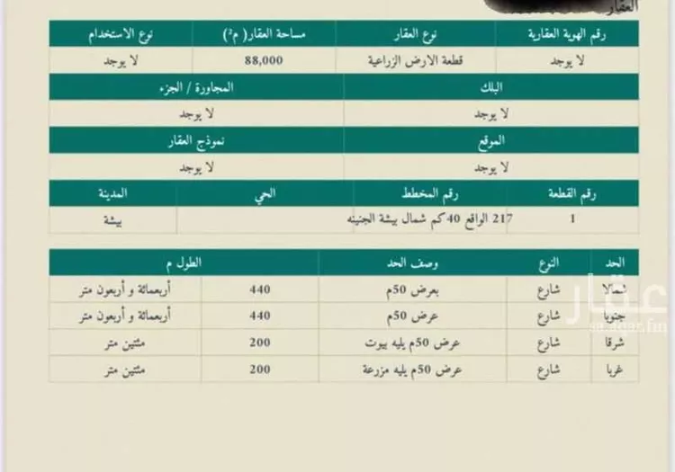 أرض للبيع في مدينة  بيشه - الجنينه, منطقة عسير صورة 3