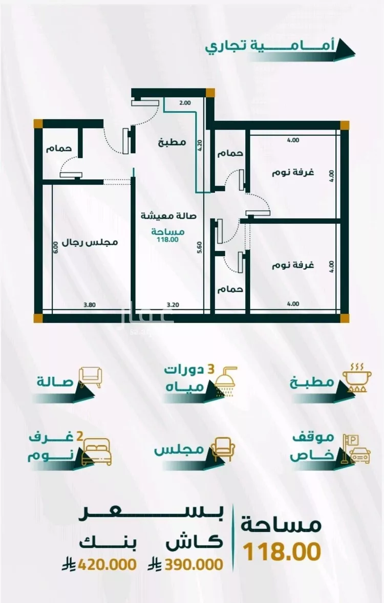 شقة للبيع في شارع ابو ذر الغفاري, حي الفيحاء, مدينة جدة, منطقة مكة المكرمة صورة 2
