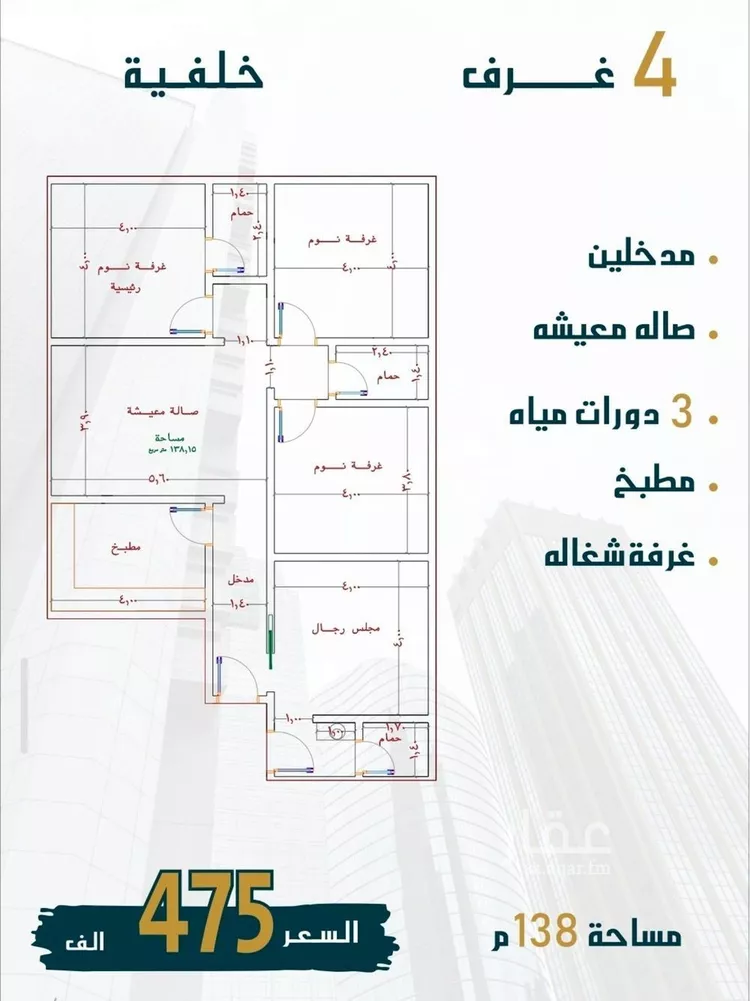شقة للبيع في شارع الامير عبدالمجيد, حي الصواري, مدينة جدة, منطقة مكة المكرمة صورة 3