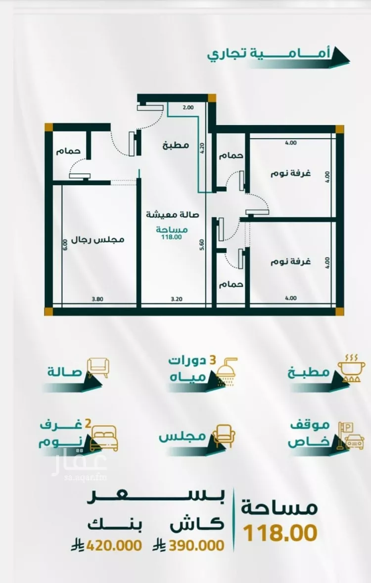شقة للبيع في شارع ابو ذر الغفاري, حي الفيحاء, مدينة جدة, منطقة مكة المكرمة صورة 5