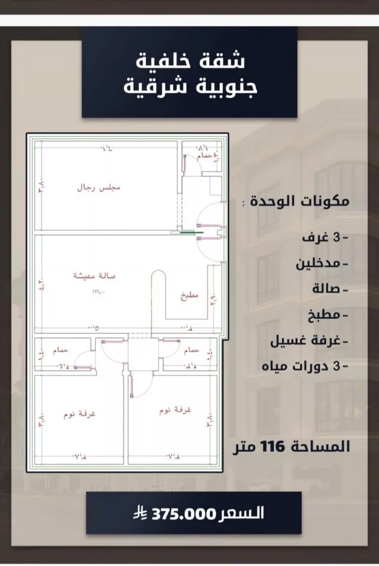 شقة للبيع في شارع الامير عبدالمجيد, حي الصواري, مدينة جدة, منطقة مكة المكرمة صورة 3