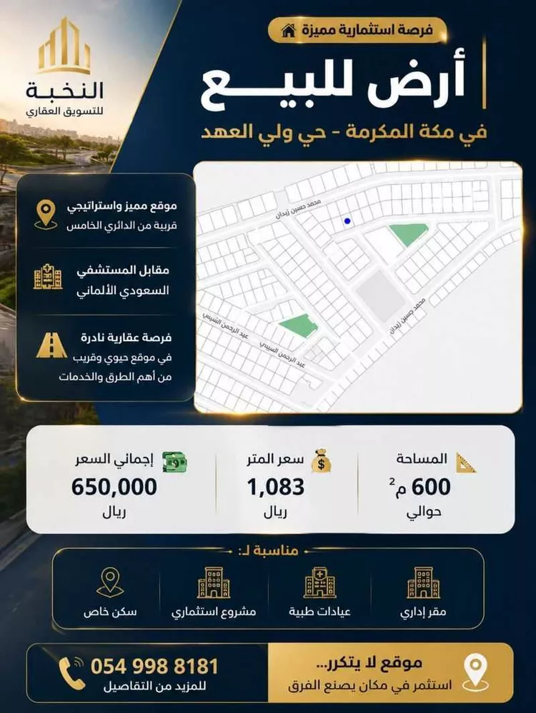 أرض للبيع في شارع محمد حسين زيدان, حي القرارة الجديد, مدينة مكة المكرمة, منطقة مكة المكرمة