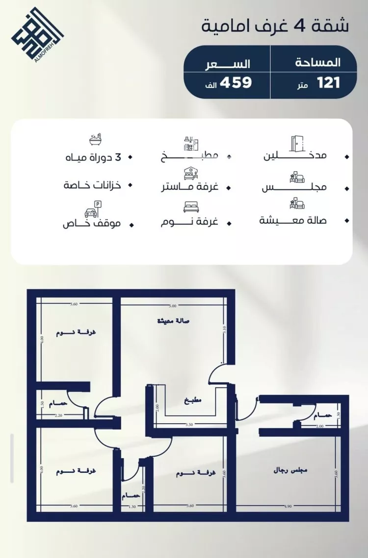 شقة للبيع في شارع خداش ابن حصين, حي النزهة, مدينة جدة, منطقة مكة المكرمة صورة 2