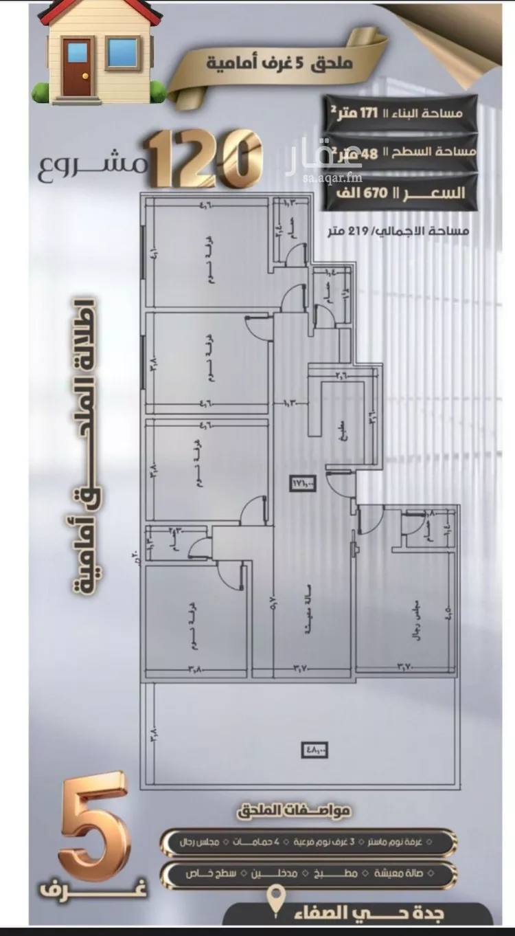شقة للبيع في شارع جعفر ابن أبي الحكم, حي الصفاء, مدينة جدة, منطقة مكة المكرمة صورة 2