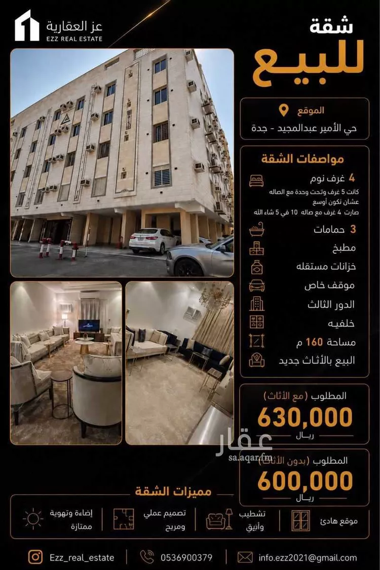 شقة للبيع في شارع علي بن محمد الهروي, حي الأمير عبدالمجيد, مدينة جدة, منطقة مكة المكرمة