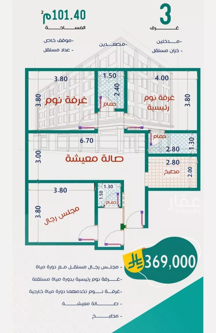 شقة للبيع في شارع عاصم ابن قيس, حي الربوة, مدينة جدة, منطقة مكة المكرمة صورة 2