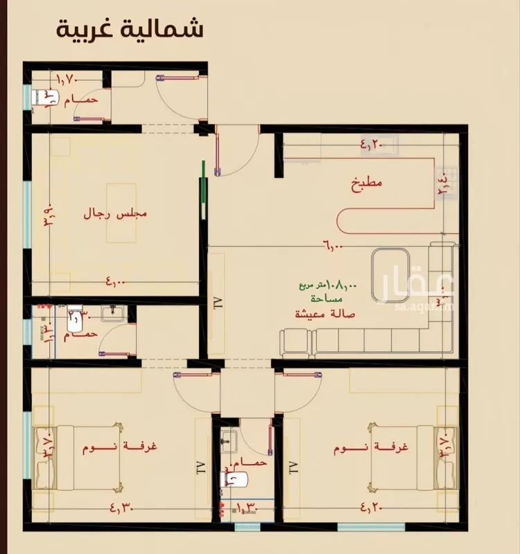 شقة للبيع في شارع ظيبان بن عماره, حي النزهة, مدينة جدة, منطقة مكة المكرمة 6