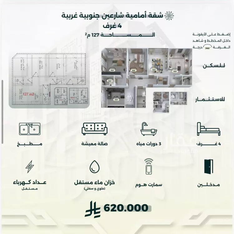 شقة للبيع في شارع محمد حسن العواد, حي الروضة, مدينة جدة, منطقة مكة المكرمة صورة 2