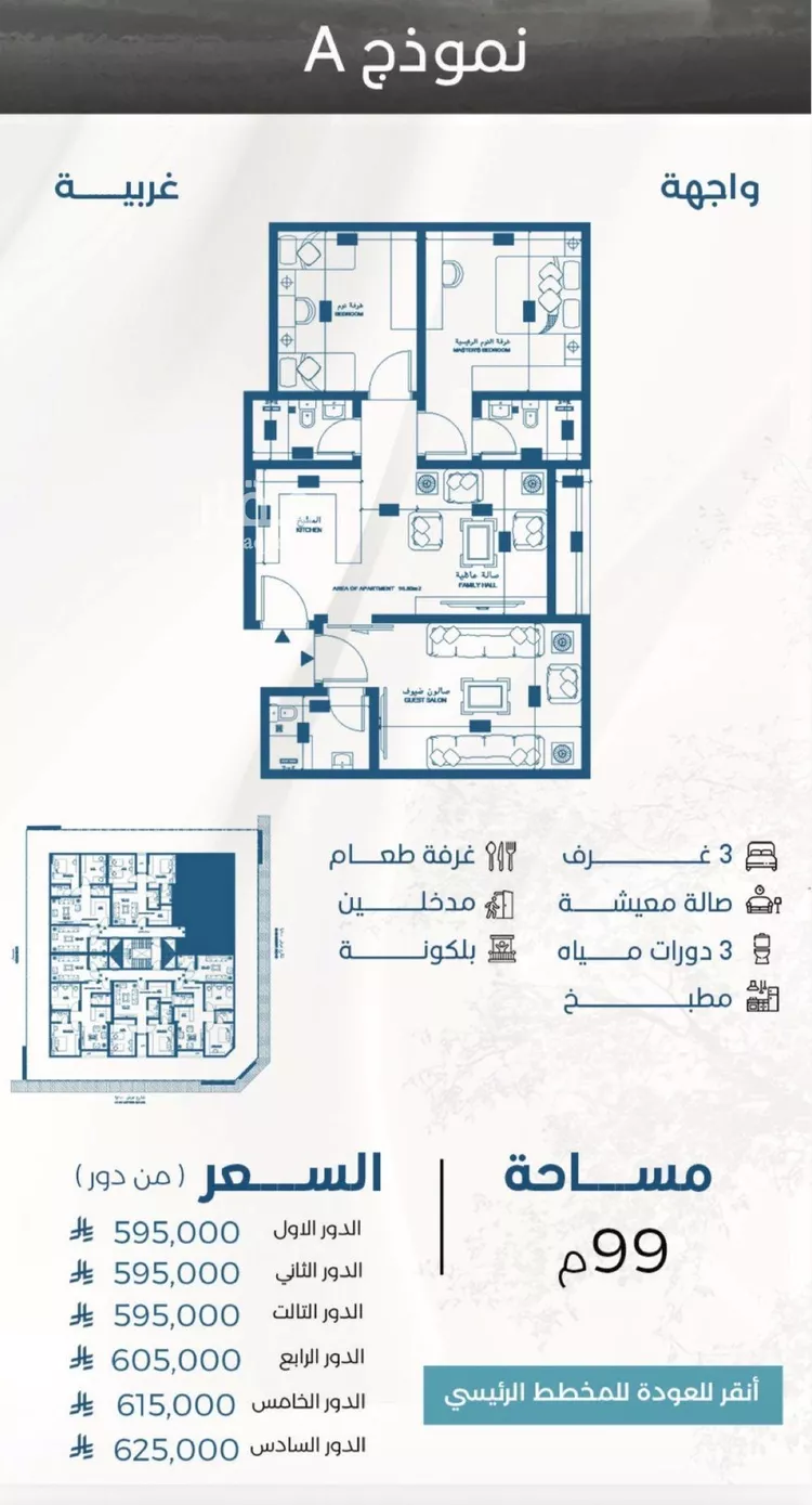 شقة للبيع في شارع الملك الصالح ايوب ابن الكامل, حي الرويس, مدينة جدة, منطقة مكة المكرمة صورة 2