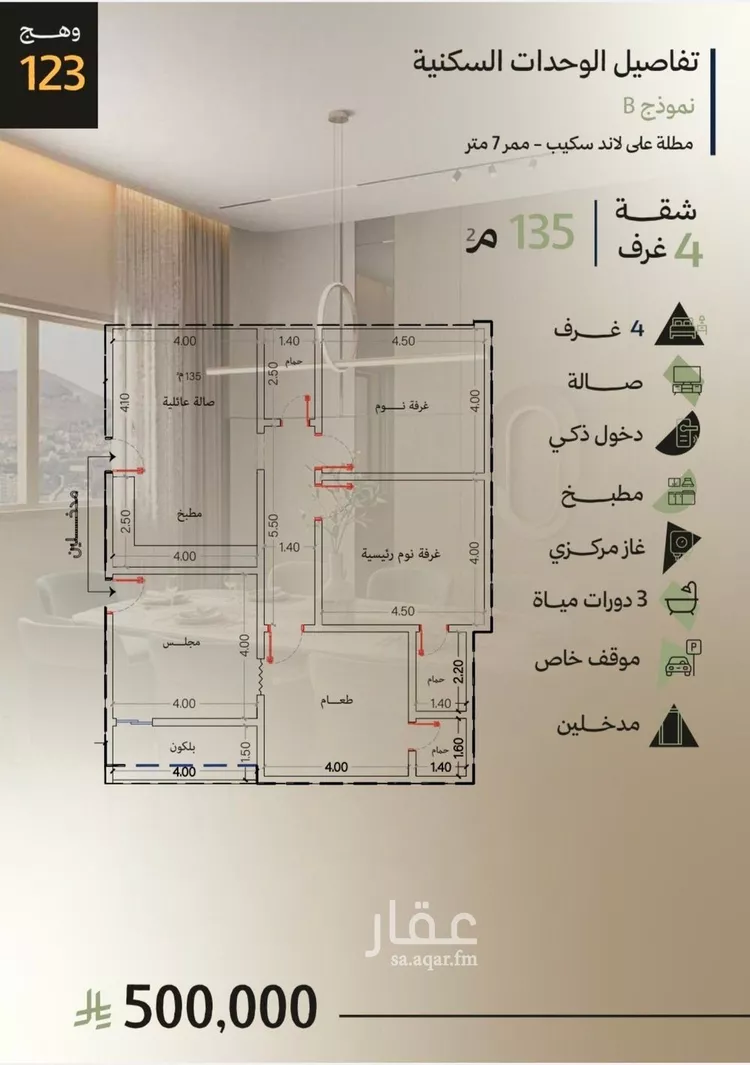 شقة للبيع في شارع احمد بن عيسى الرومي, حي الفيحاء, مدينة جدة, منطقة مكة المكرمة صورة 4