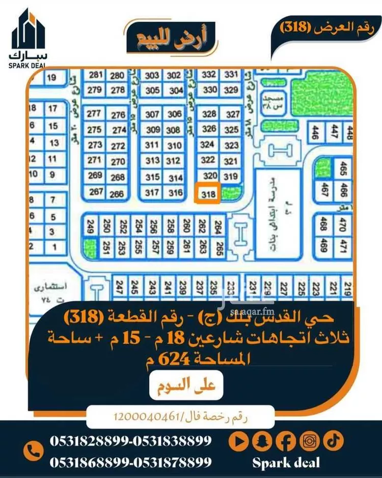 أرض للبيع في شارع السراجي, حي القدس الشرقي, مدينة عرعر, منطقة الحدود الشماليه