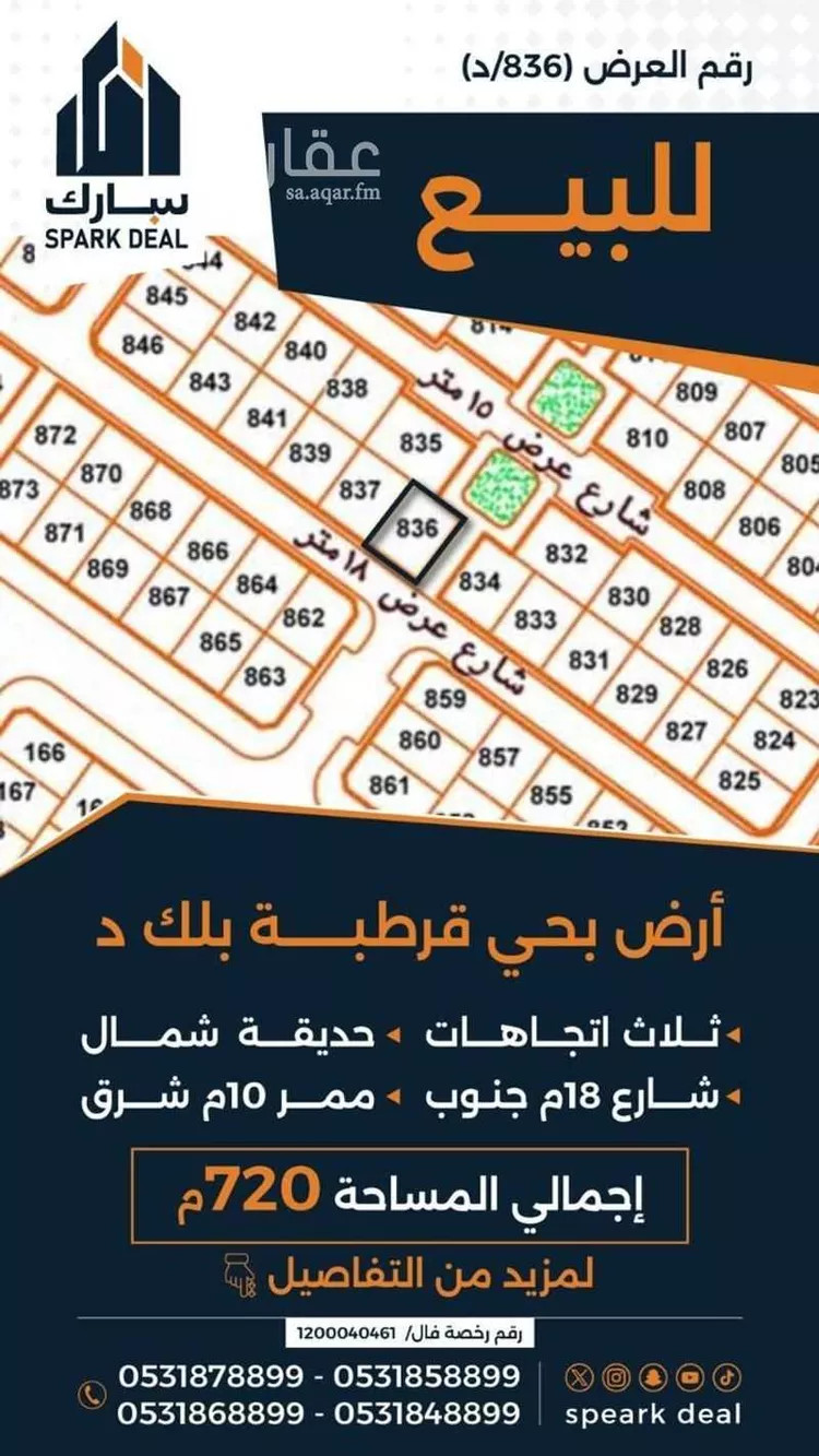 أرض للبيع في شارع قطب الدين ابو الخير, حي قرطبة, مدينة عرعر, منطقة الحدود الشماليه