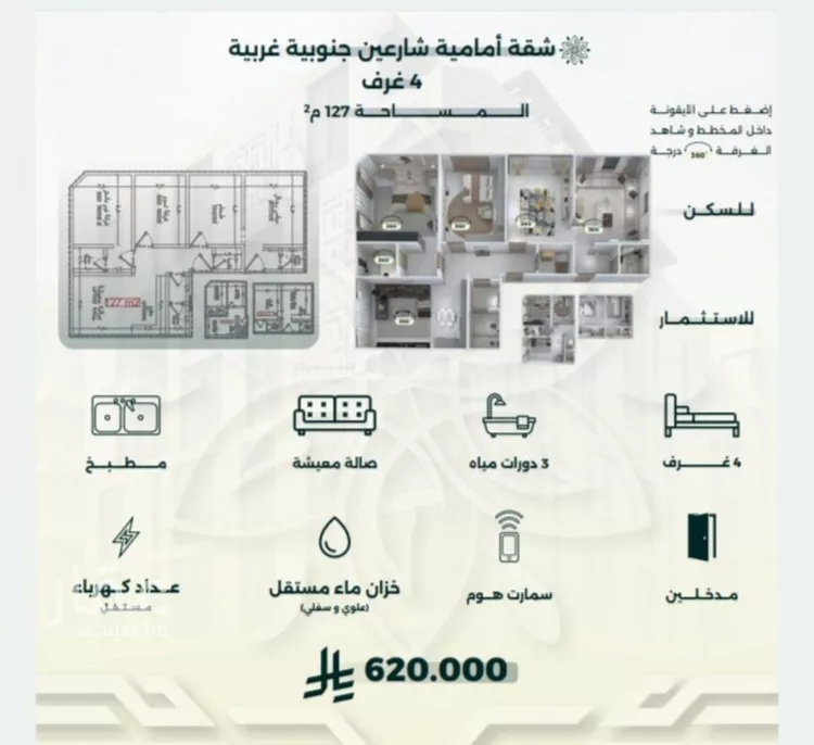 شقة للبيع في شارع احمد زين, حي الروضة, مدينة جدة, منطقة مكة المكرمة صورة 3