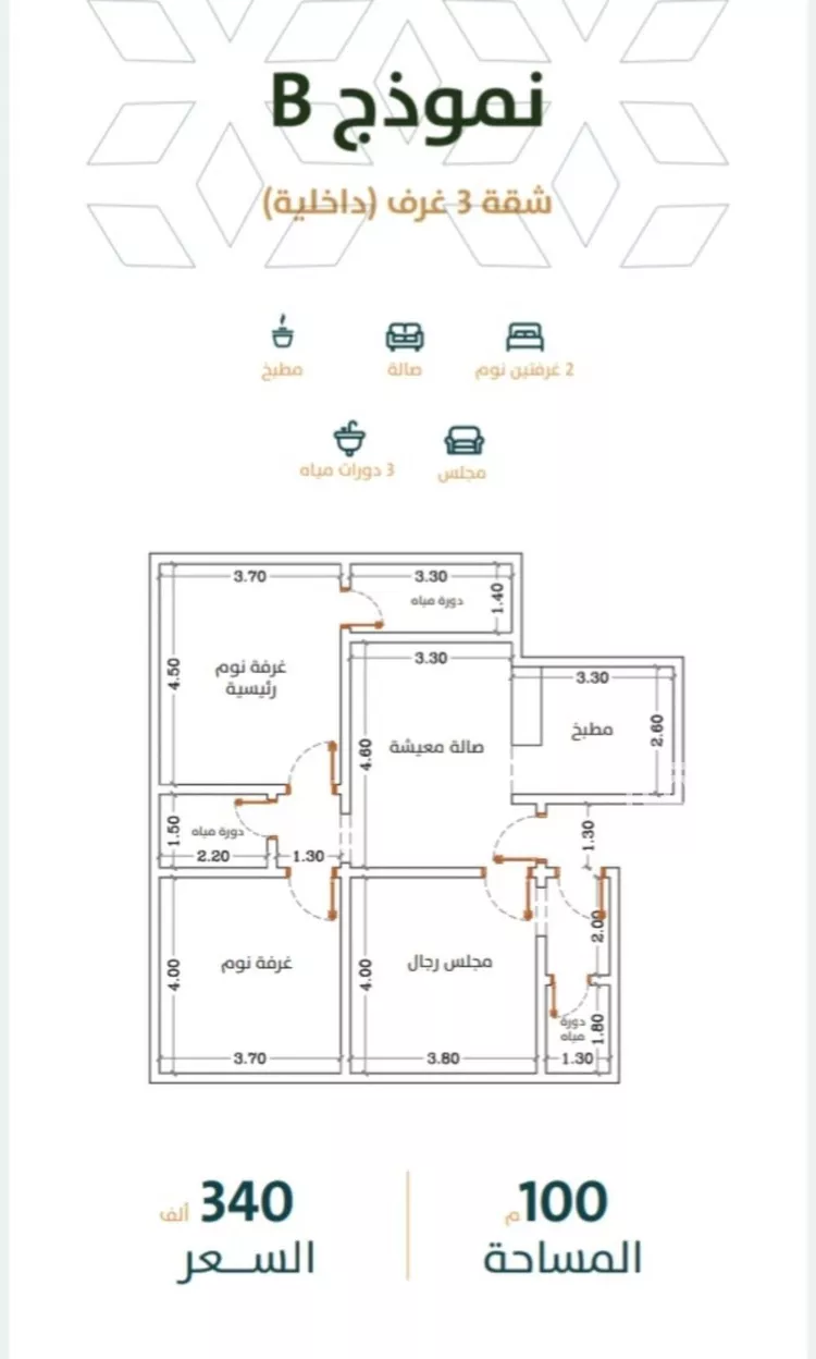 شقة للبيع في شارع الخليفة المأمون, حي الربوة, مدينة جدة, منطقة مكة المكرمة صورة 2