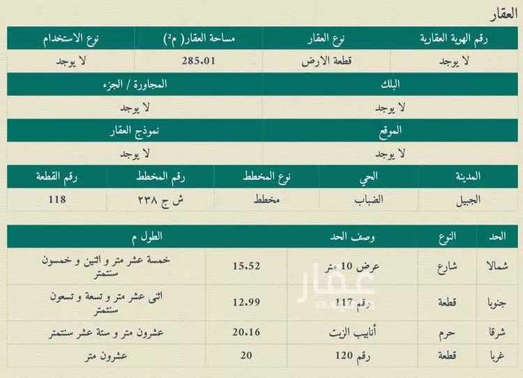 أرض للبيع في شارع 12 ، حي مخطط غرب المزارع ، الجبيل ، الجبيل صورة 4