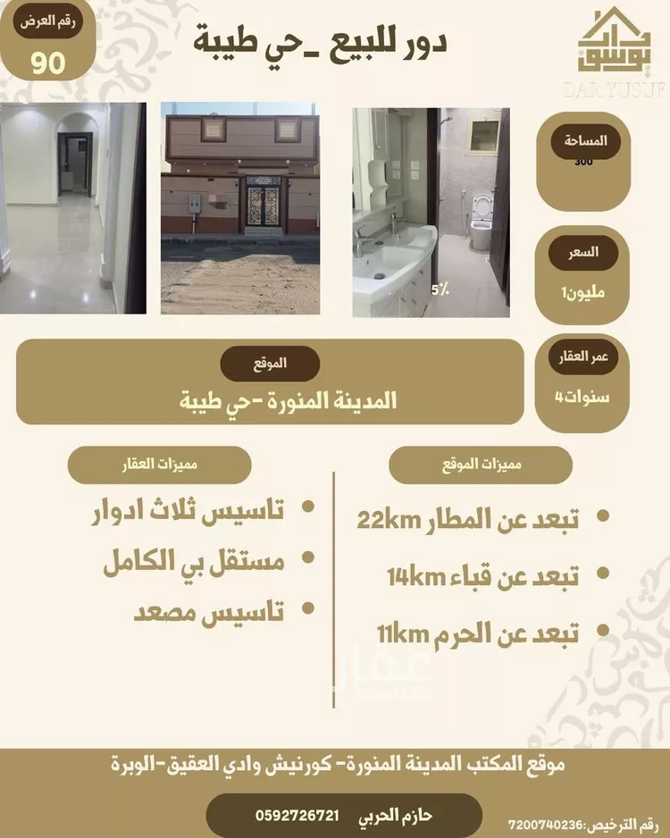 فيلا للبيع في شارع عمرو ابن سمرة ابن حبيب, حي طيبة, مدينة المدينة المنورة, منطقة المدينة المنورة