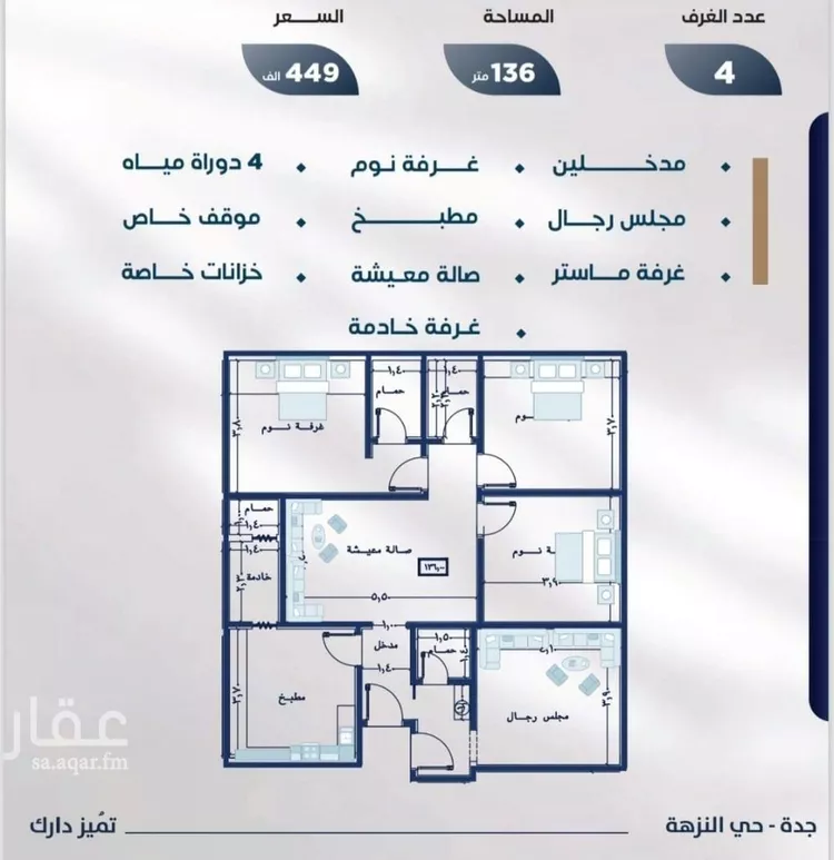 شقة للبيع في شارع عوف بن نجوي, حي النزهة, مدينة جدة, منطقة مكة المكرمة صورة 2