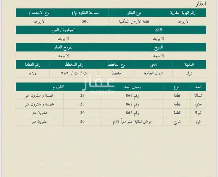 أرض للبيع في تبوك ، منطقة تبوك