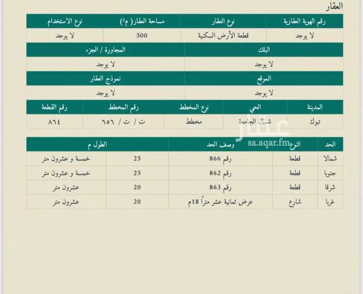 أرض للبيع في تبوك ، منطقة تبوك