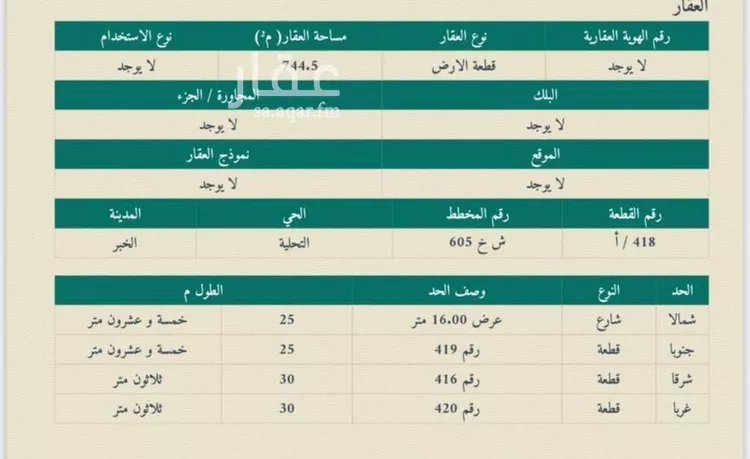 أرض للبيع في شارع غير مسجل, حي الدرة, مدينة الخبر, المنطقة الشرقية صورة 2