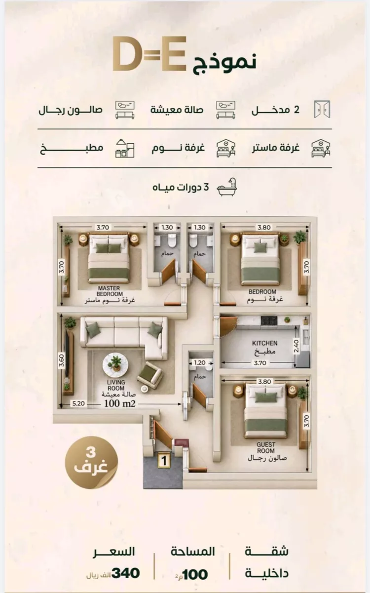 شقة للبيع في شارع الخليج الاصغر, حي النزهة, مدينة جدة, منطقة مكة المكرمة