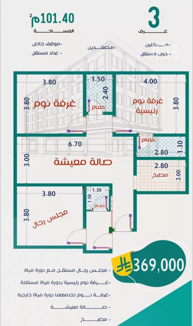 شقة للبيع في شارع عاصم ابن قيس, حي الربوة, مدينة جدة, منطقة مكة المكرمة صورة 5