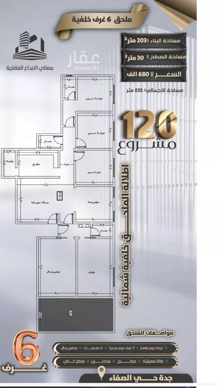 شقة للبيع في شارع جعفر ابن أبي الحكم, حي الصفاء, مدينة جدة, منطقة مكة المكرمة