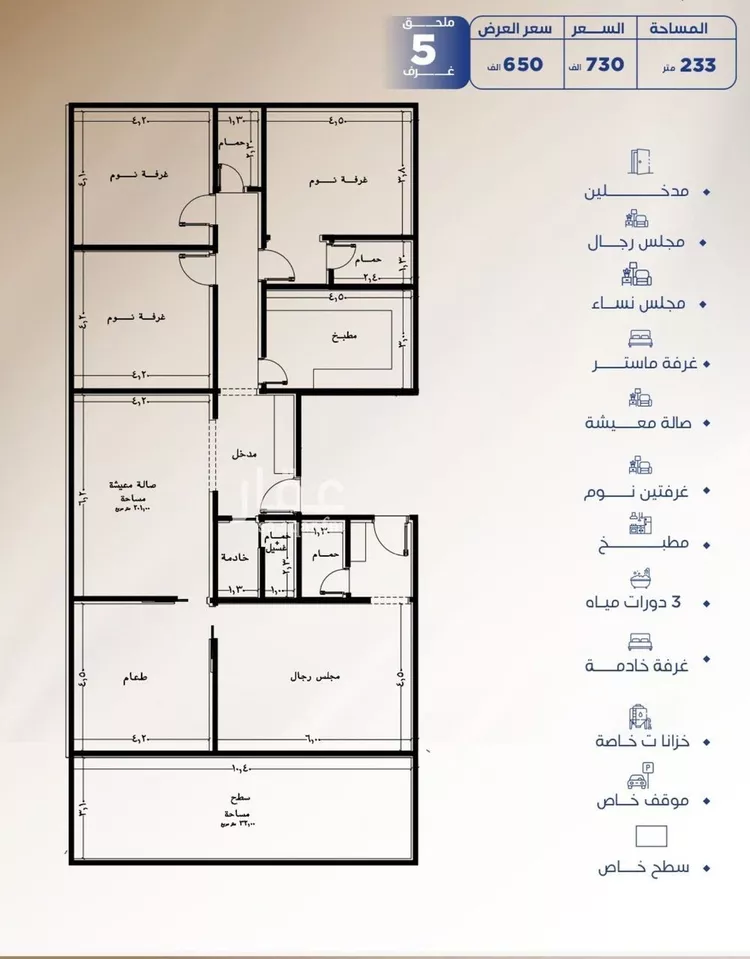 شقة للبيع في شارع العكرش, حي النزهة, مدينة جدة, منطقة مكة المكرمة
