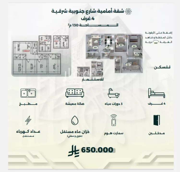 شقة للبيع في شارع محمد حسن العواد, حي الروضة, مدينة جدة, منطقة مكة المكرمة صورة 2