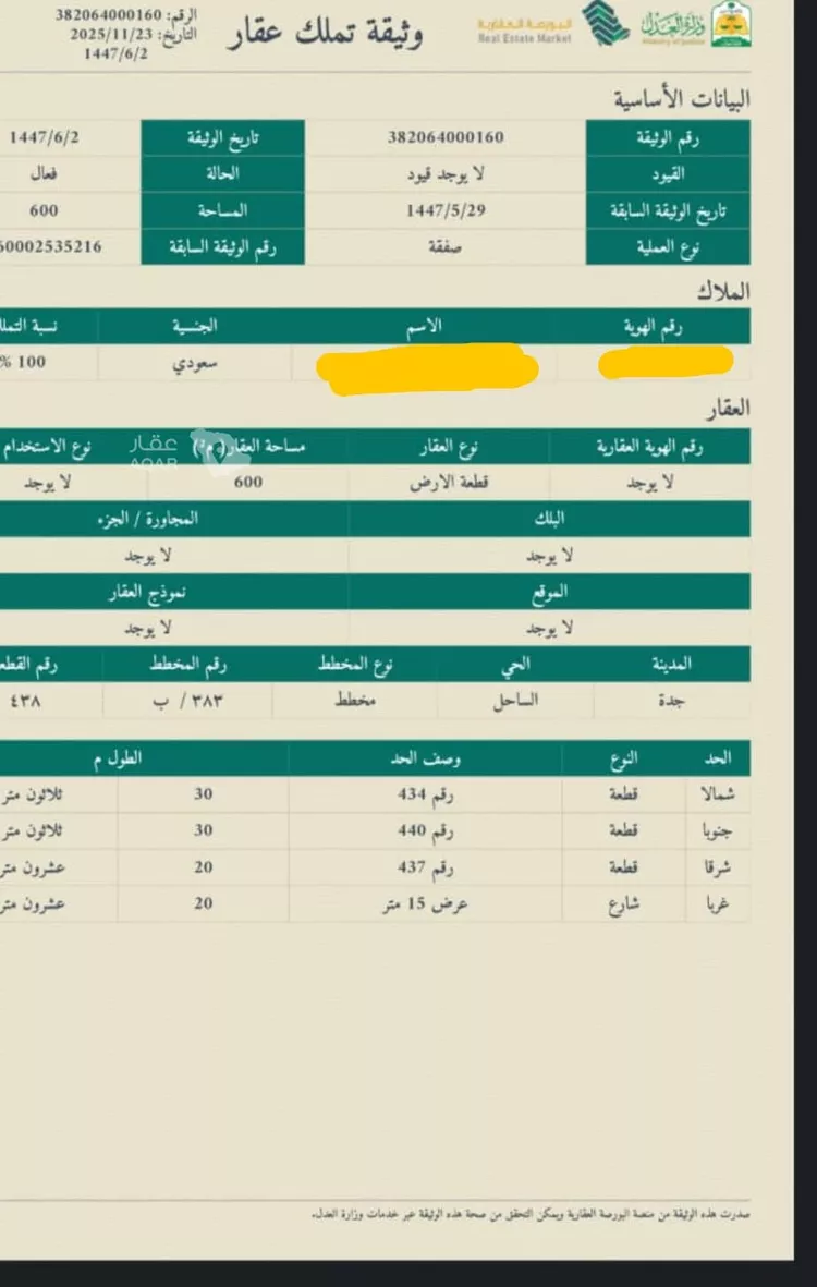 أرض للبيع في حي ، شارع جمال الدين الوطواط ، حي الساحل ، جدة ، جدة